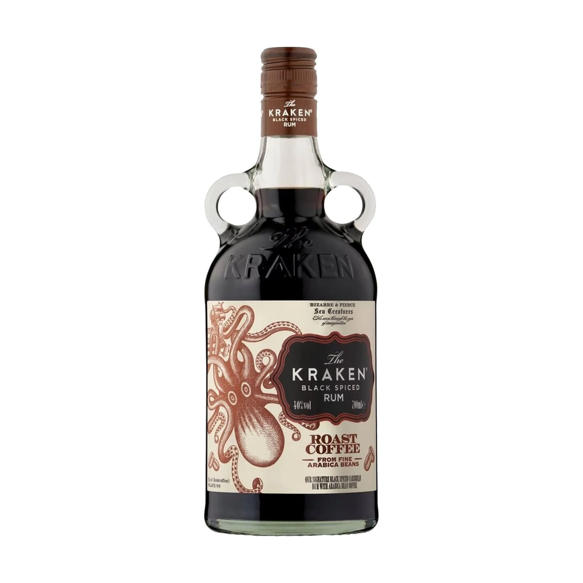 The Kraken Black Roast Coffee Rum 70cl bottle on a white background