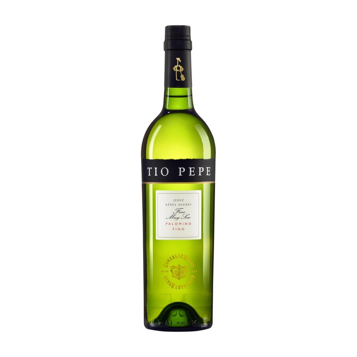 Tio Pepe Fino Sherry 75cl bottle on a white background