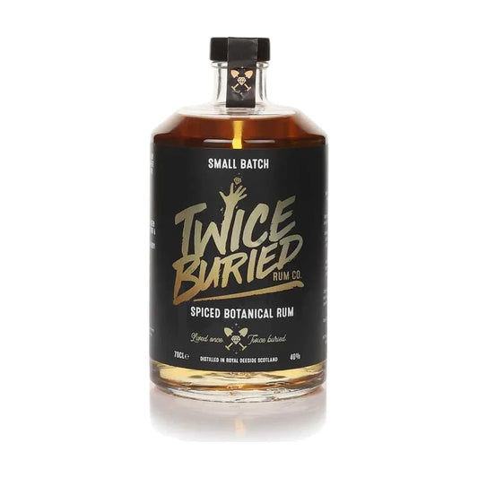 Twice Buried Spiced Botanical Rum, 70cl bottle on a white background