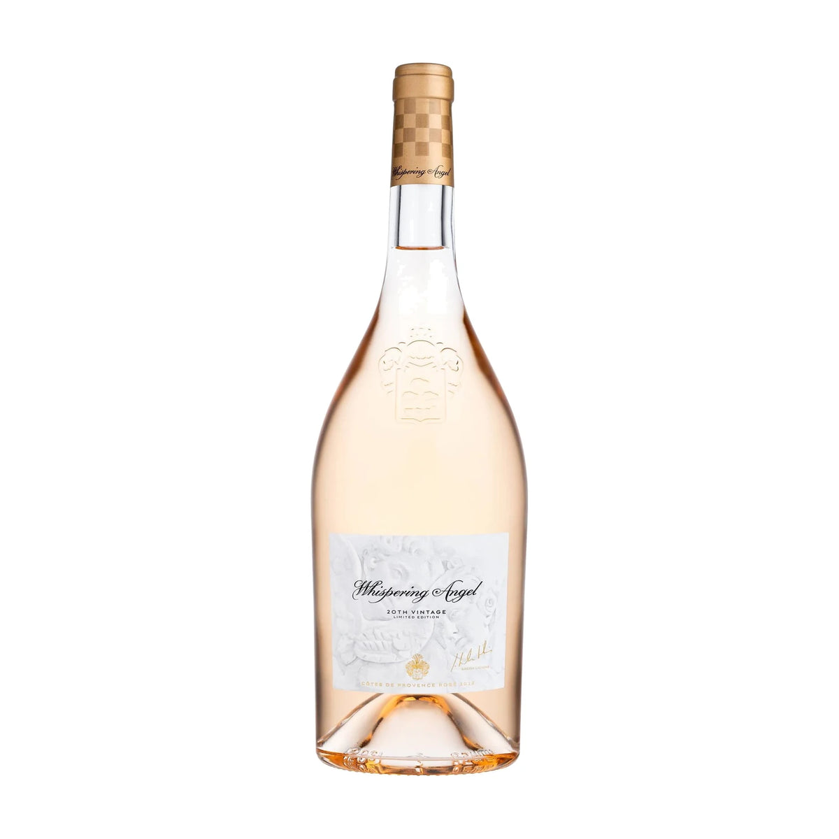 Whispering Angel Rose Magnum, Chateau d'Esclans, Cotes de Provence, France, 150cl bottle on a white background