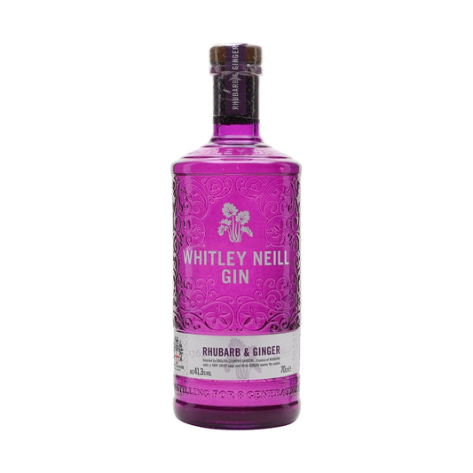 Whitley Neill Rhubarb & Ginger Gin 70cl bottle on a white background
