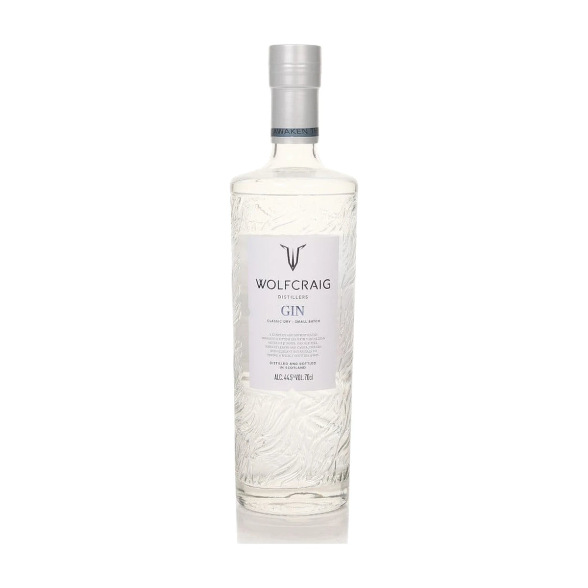 Wolfcraig Classic Dry Gin 70cl bottle on a white background