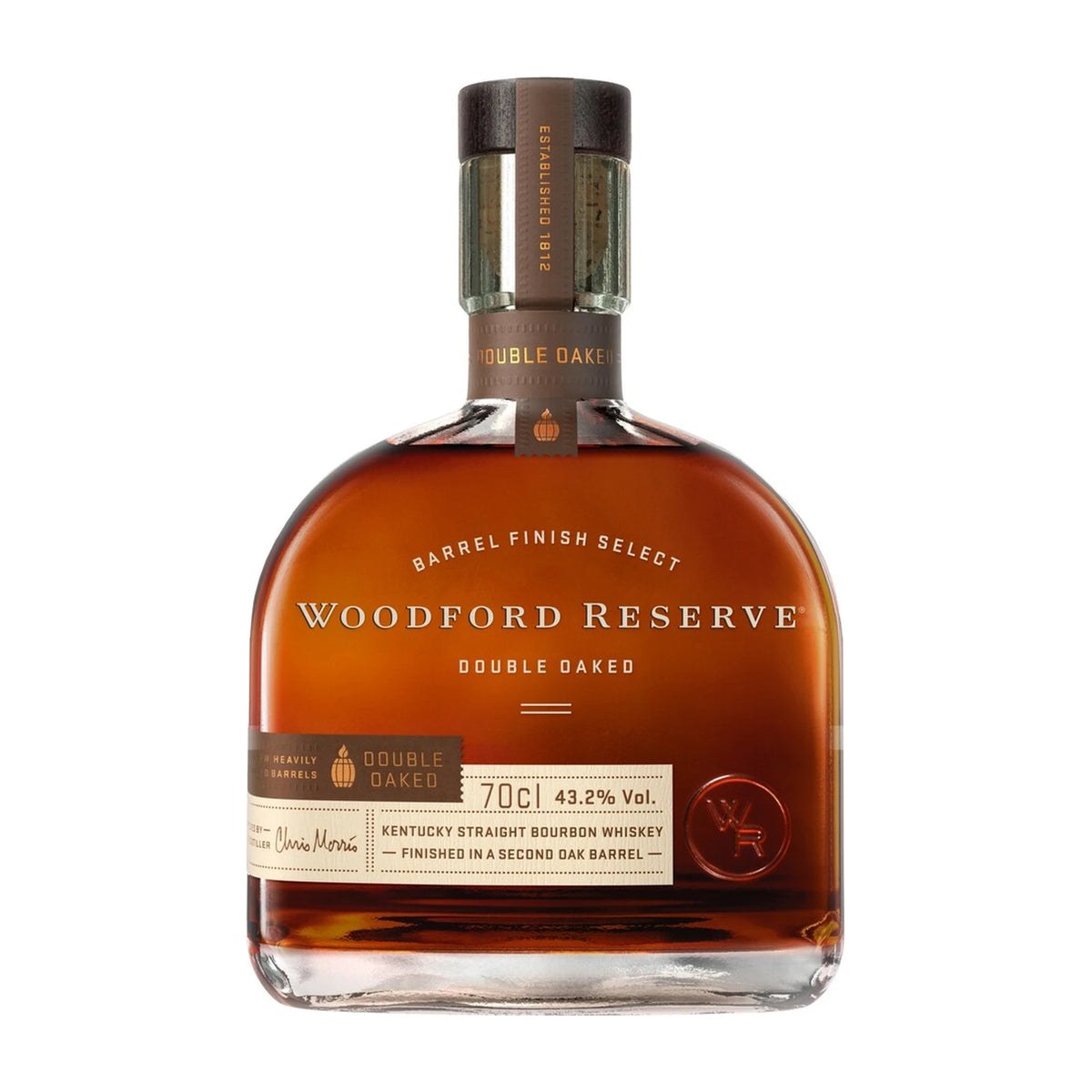 Woodford Reserve Double Oaked Kentucky Straight Bourbon Whiskey 70cl bottle on a white background