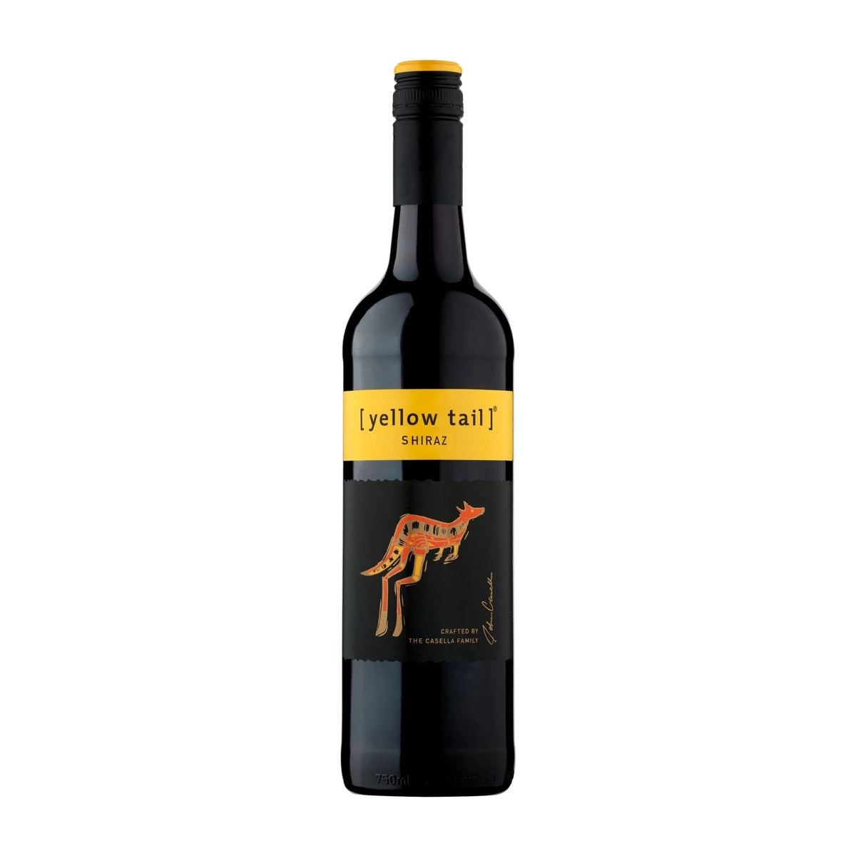 Yellow Tail Shiraz 75cl bottle on a white background